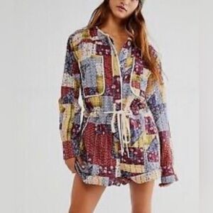 Sz XS Free People Quilted Patchwork Romper